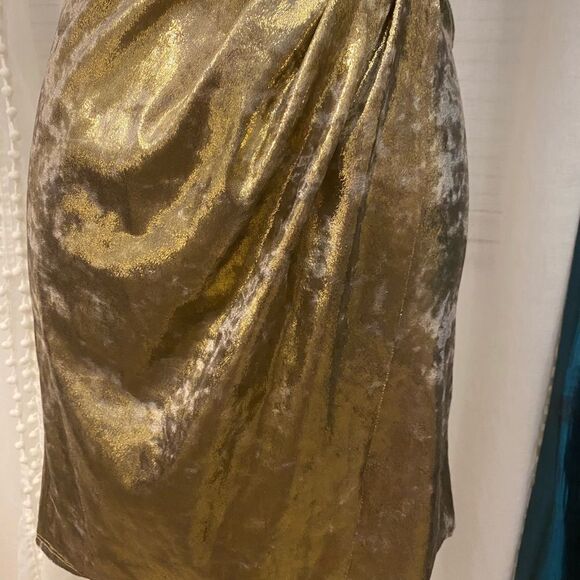 Zara Basic golden chameleon velour dress, M - Picture 4 of 9